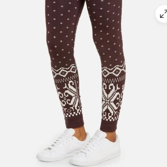 Sweaty Betty Ski Base Layer Black Cherry Fairisle Jacquard Leggings SB6218  L - Picture 1 of 11